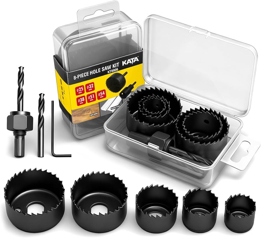 KATA 8PCS Hole Saw Kit 1" to 2-1/8" for Wood, Drywall, PVC, Plastic in Case | Amazon (US)