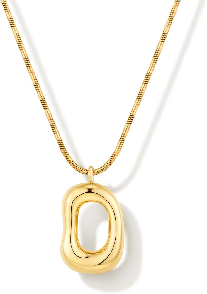 Gold Pendant Necklace for Women Chunky Knot Statement Necklaces 14K Gold Plated Snake Chain Trend... | Amazon (US)