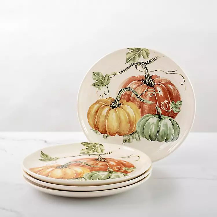 New! Pumpkin Patch Salad Plates, Set of 4 | Kirkland's Home