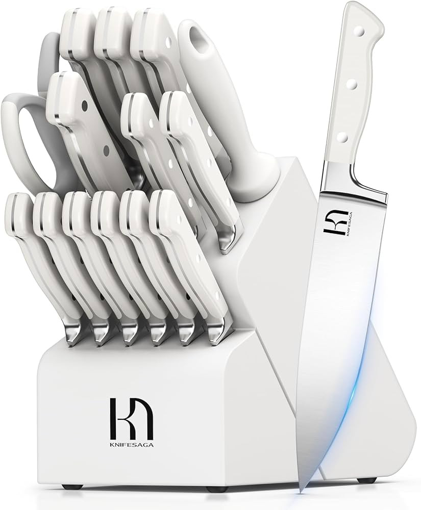Knife Block Set, 15 Pcs Kitchen Knife Set, Enduring Razor-Sharp Japanese High Carbon Stainless St... | Amazon (US)