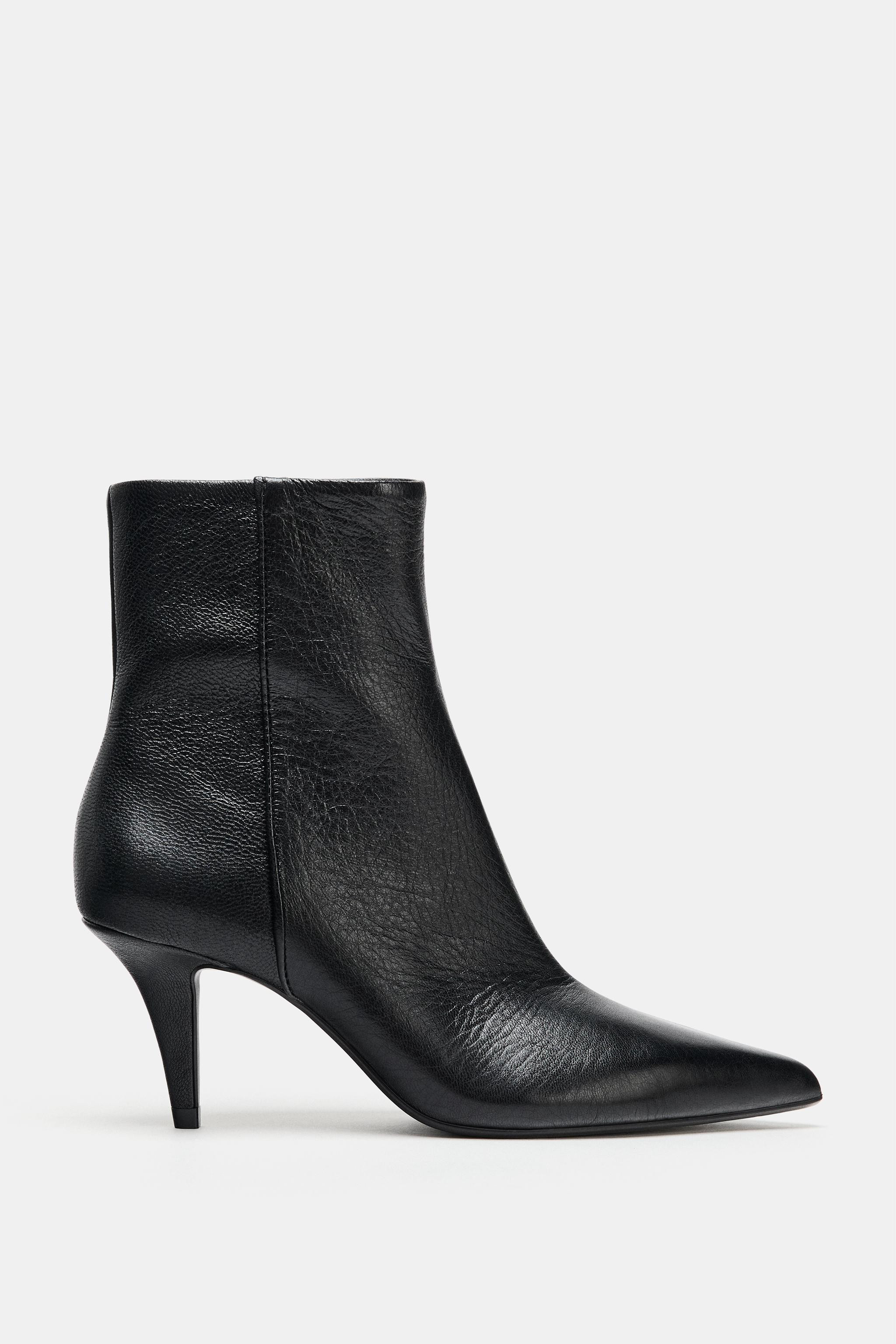 LEATHER HEELED ANKLE BOOTS | Zara US