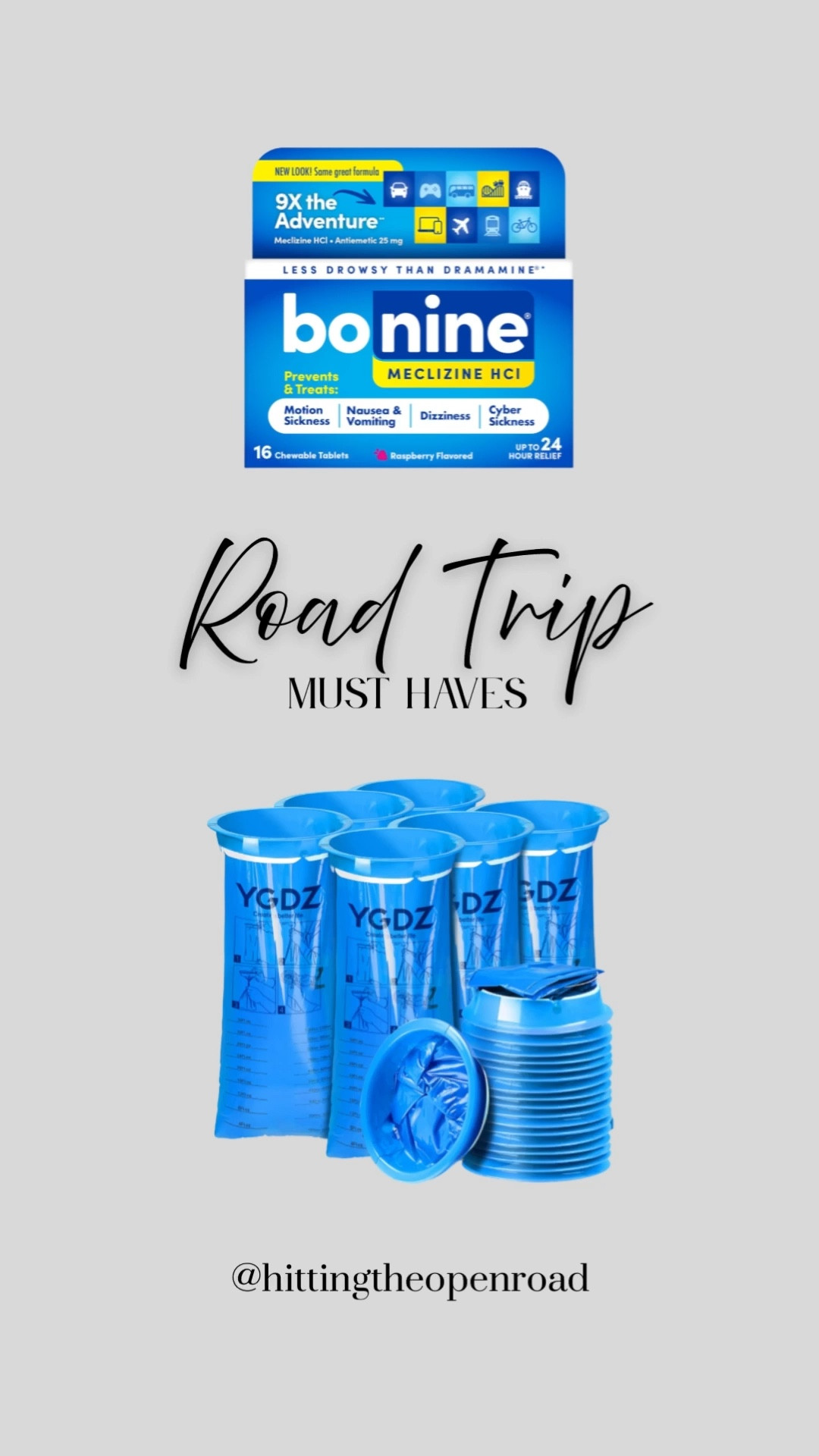 We love road trips and I have kid who can barely go 30 minutes in the car without throwing up. Bonine has been a life changer. This isn’t a collab, just the truth. You only take one per day and it is non drowsy. For us, it’s been 100% better than the alternatives. The awesome puke bags are for when we forget! No more searching for a grocery bag that might have a hole! 
#travel #roadtrip #travelwithkids

#LTKKids #LTKTravel #LTKmomlife