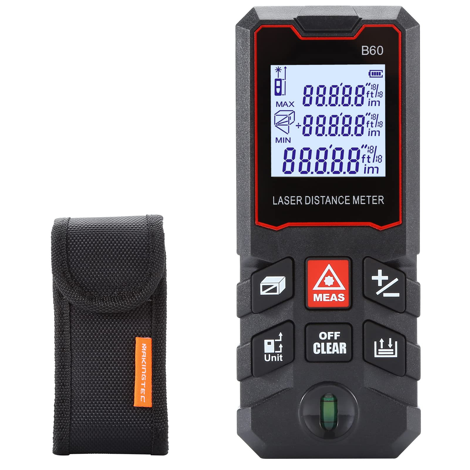 K-60 Laser Measure 196Ft, Digital Rangefinder with LCD Backlit, Pythagorean Mode, Area & Volume C... | Amazon (US)