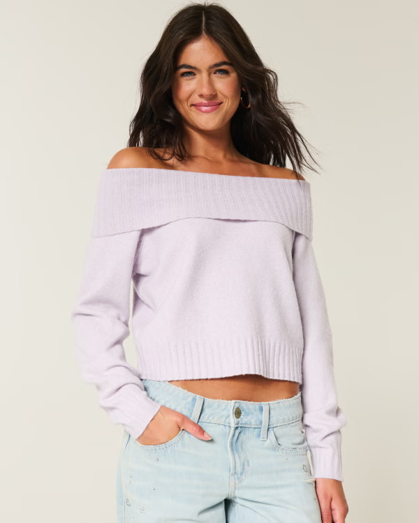 Hollister Comfy Cloud Foldover Off-the-Shoulder Sweater | Hollister (US)