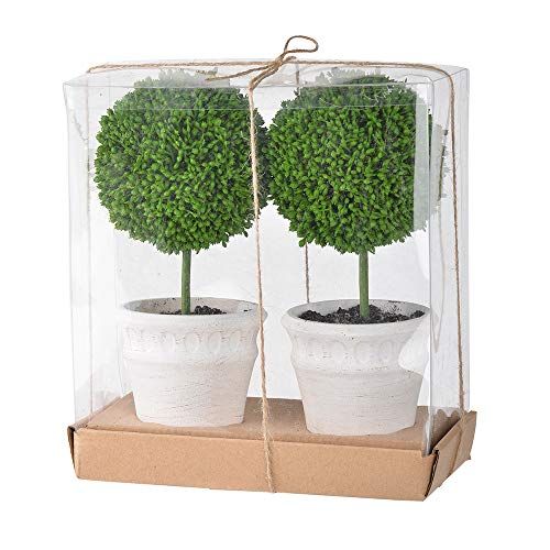 A&B Home 9" Artificial Plants Artifical Boxwood Topiary Tree Artificial Ball Shaped Tree w/White Pul | Amazon (US)