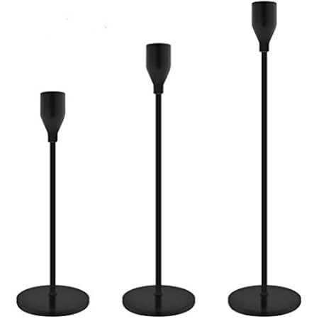 SUJUN Matte Black Candle Holders Set of 3 for Taper Candles, Decorative Candlestick Holder for Weddi | Amazon (US)