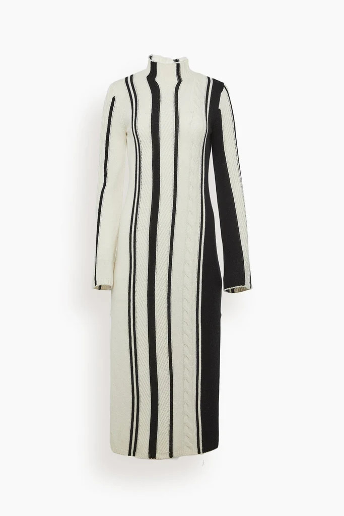 Alby Cable Knit Dress in Black/Ivory | Hampden Clothing