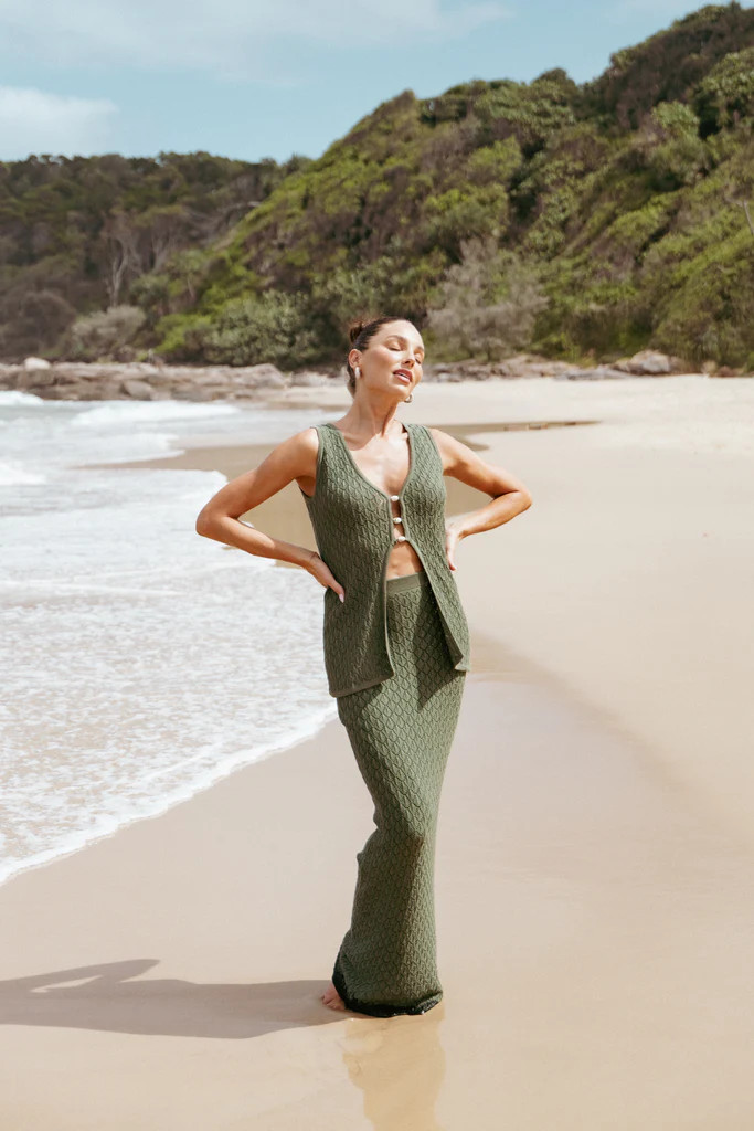 Asplie Knit Maxi Skirt - Olive | Petal & Pup (US)