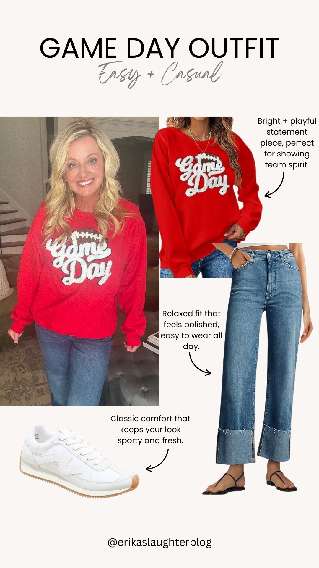 Game day but make it chic.  This easy + casual look mixes playful spirit with comfy pieces you’ll actually want to wear all day. From bold sweaters to classic sneakers, it’s sporty style made effortless.

#GameDay #LTKunder50 #LTKseasonal #LTKfall #LTKfashion #casualstyle #sportychic #ootdideas #everydaystyle #LTKfinds



#LTKFindsUnder50 #LTKActive #LTKStyleTip