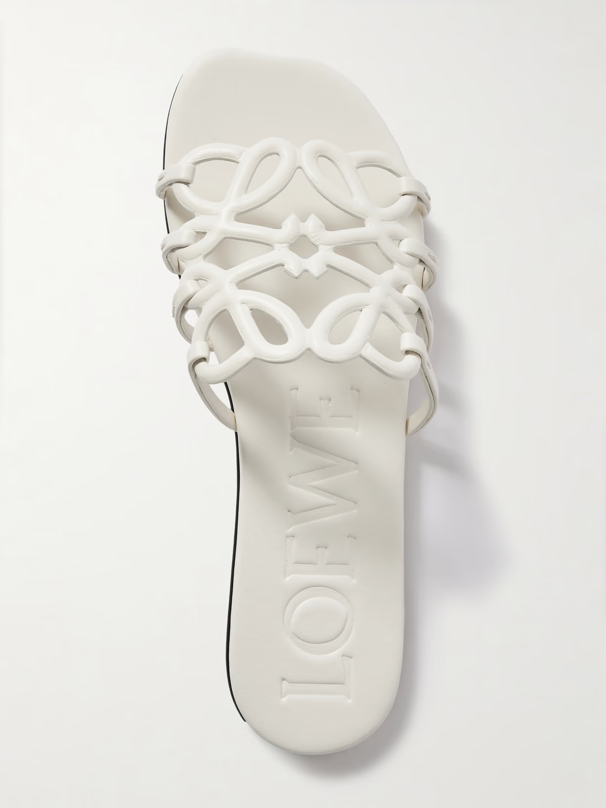 LOEWE - Petal Anagram Leather Slides - White | NET-A-PORTER (US)