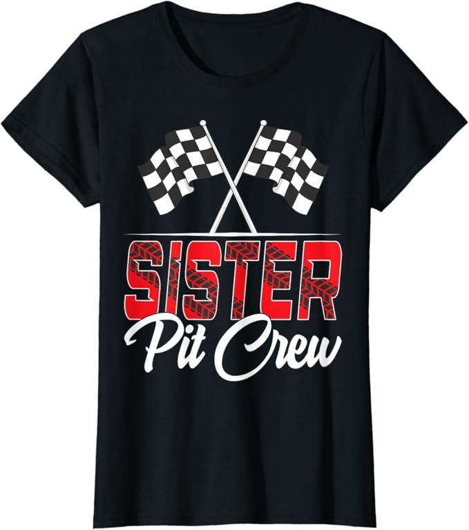 Race Car Birthday Party Racing Family Sister Pit Crew T-Shirt | Amazon (US)