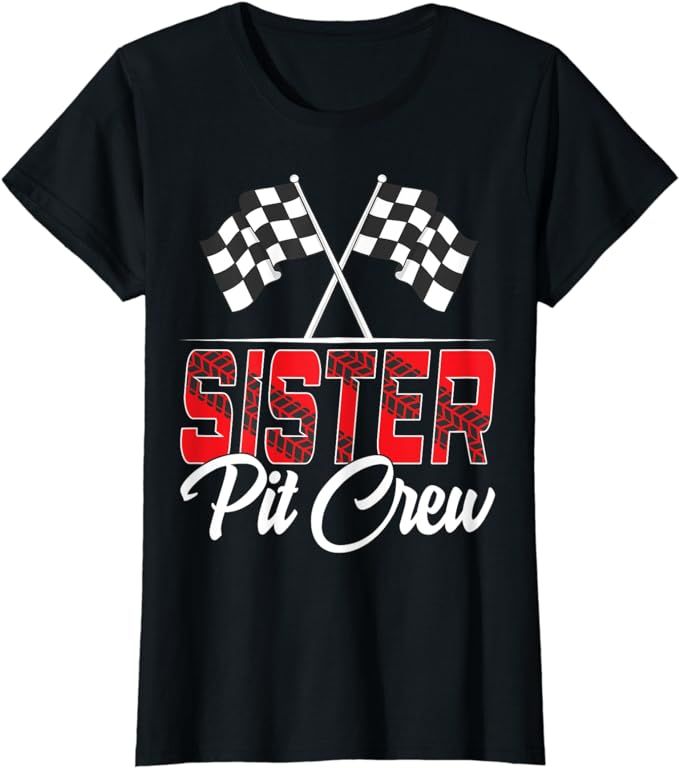 Race Car Birthday Party Racing Family Sister Pit Crew T-Shirt | Amazon (US)