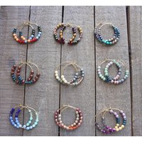 Earrings, Boho Hoops, Trendy Jewelry, Beaded Hoop Gold Seed Bead Hoops | Etsy (US)