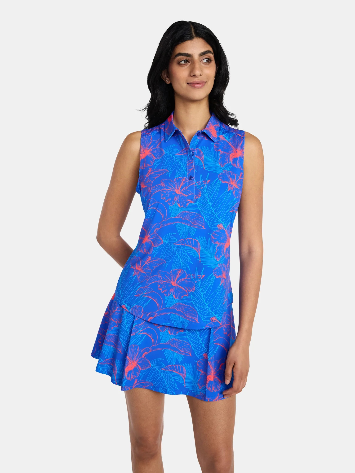Birdie Bound Women's Gemma Sleeveless Print Golf Polo Shirt with UPF 30+, Sizes XS-XXL | Walmart (US)