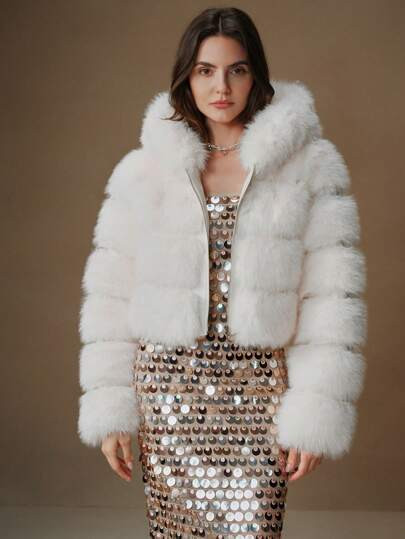 Anewsta Autumn Winter New Arrival Elegant Lady Imitation Fox Fur Coat Fashionable Fur Plush Jacke... | SHEIN