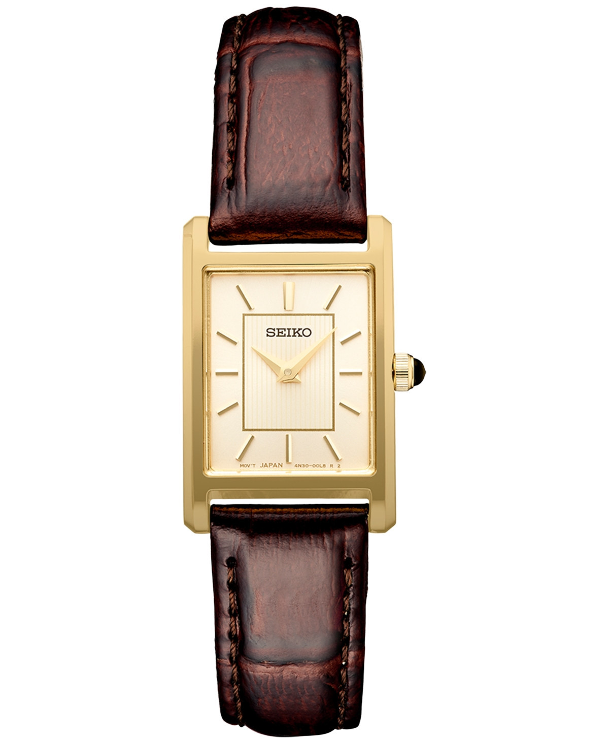 Seiko Women's Essentials Brown Leather Strap Watch 19mm - Gold | Macy's