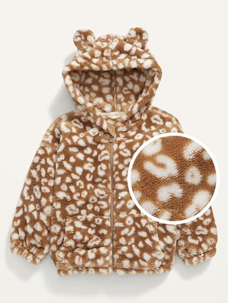 Leopard-Print Sherpa Zip Hoodie for Toddler Girls | Old Navy (US)