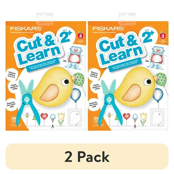 (2 pack) Fiskars Kids Scissor Cutting Skills Activity Book with Blue Starter Scissors for Ages 2+ | Walmart (US)