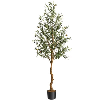 Artificial indoor olive tree with lifelike natural wood-effect fruit, perfect for home decor and housewarming gifts. | Target