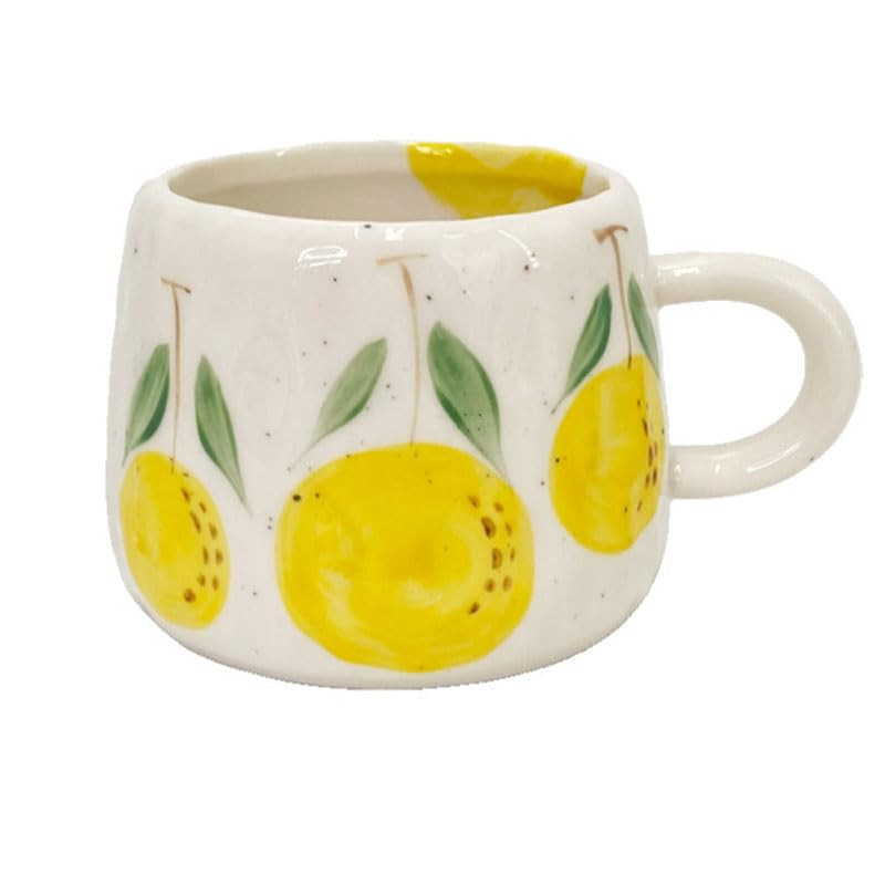 Coffee Mug 12oz Summer Cute Ceramic Cup with Handpainted Fruit Pattern, Lemon Tea Cup Gift for Co... | Amazon (US)