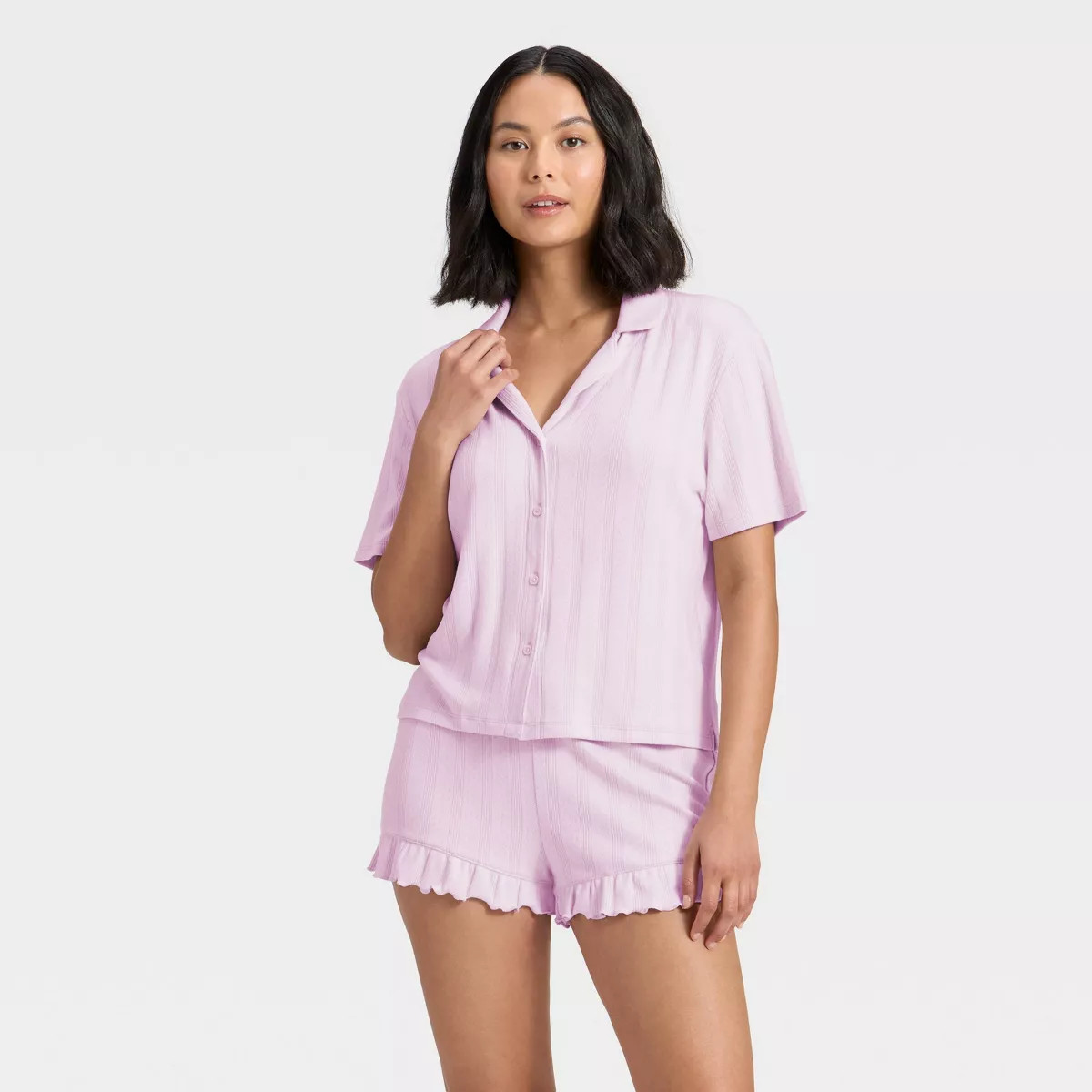 Women's Pointelle Notch Collar Shirt and Shorts Pajama Set - Wild Fable™ | Target