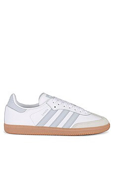 adidas Originals Samba in Cloud White, Halo Blue, & Off White from Revolve.com | Revolve Clothing (Global)