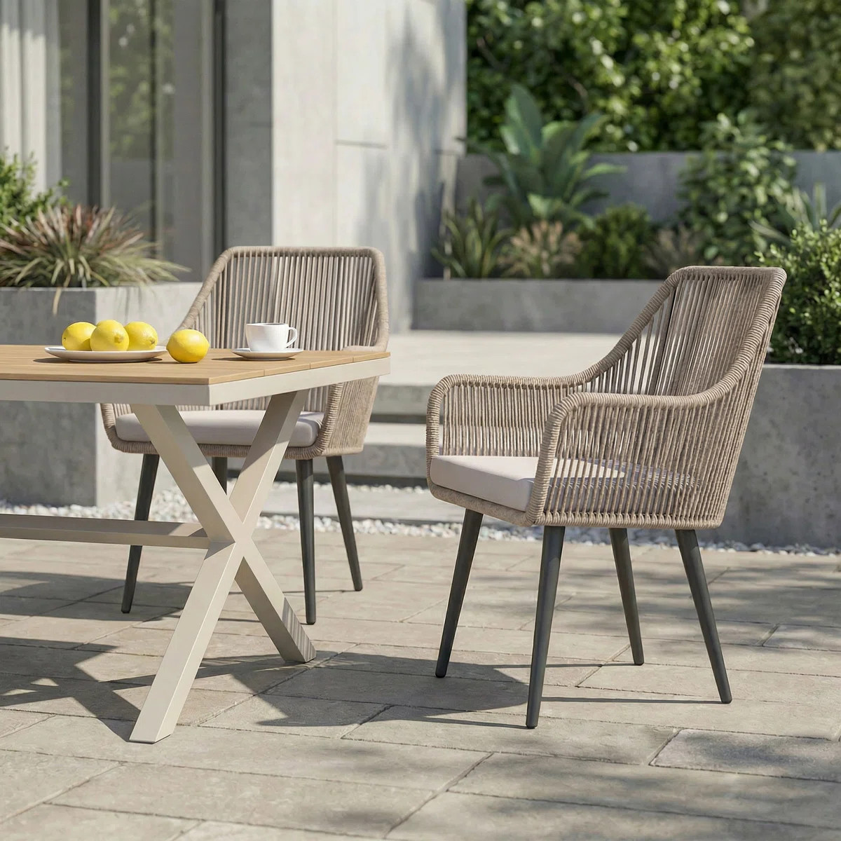 Cassil Outdoor Dining Armchair with Cushion (Set of 2) | Wayfair North America
