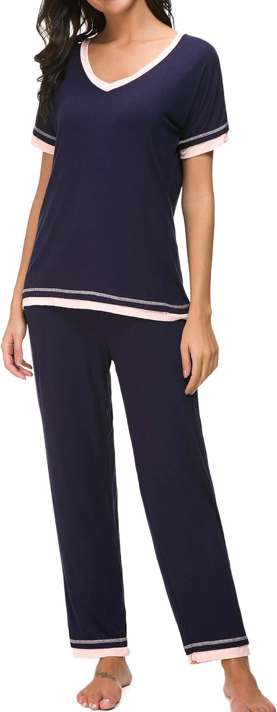 CzDolay Pajama Sets Women Soft Sleepwear 2PCS Loungwear Pjs Top with Bottoms S-XXL | Amazon (US)