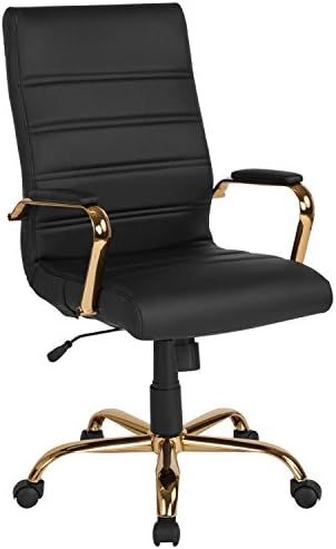 Flash Furniture High Back Desk Chair - Black LeatherSoft Executive Swivel Office Chair with Gold Fra | Amazon (US)
