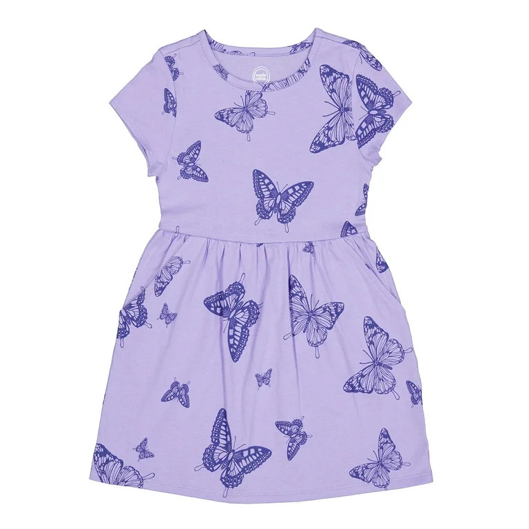 Wonder Nation Girls Short Sleeve Play Dress, Sizes 4-18 & Plus | Walmart (US)