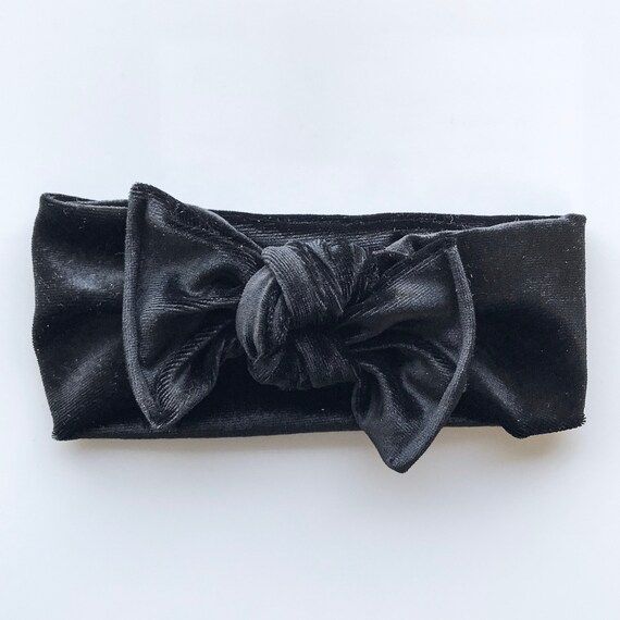 Black Velvet: Flat Bow  velvet baby headband velvet bow | Etsy | Etsy (US)