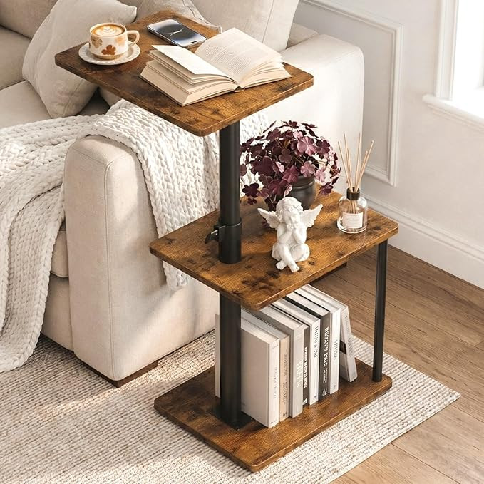 Faesun 360° Swivel Side Table for Height Adjustable, C Shaped End Table for Couch with Storage, ... | Amazon (US)