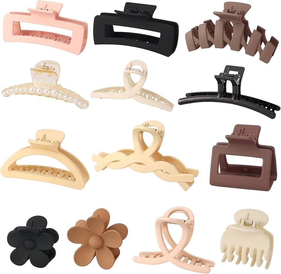 Drnytunk 13Pcs Hair Claw Clip,Small Claw Clips Pearl Hair Claw Clip Strong Hold Hair Jaw Clips,Bi... | Amazon (US)