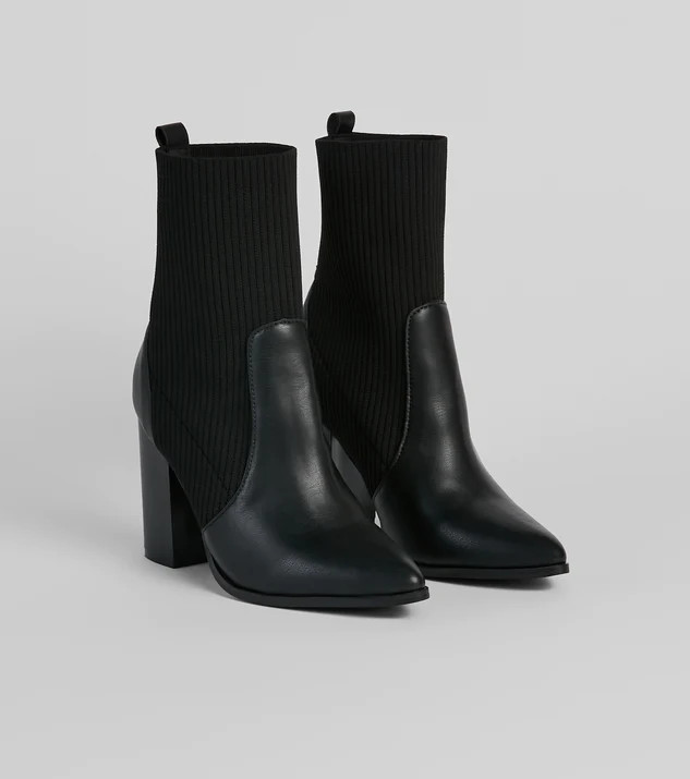 Brand New Attitude Knit Faux Leather Booties | Windsor Stores