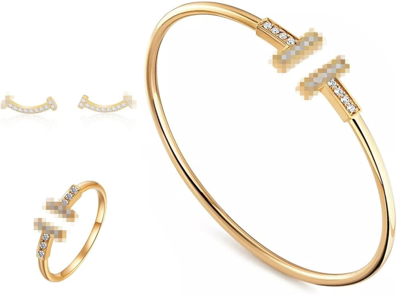 Bangle Bracelets for Women Gold Shine Earrings Rings Bangles Sets | Amazon (US)