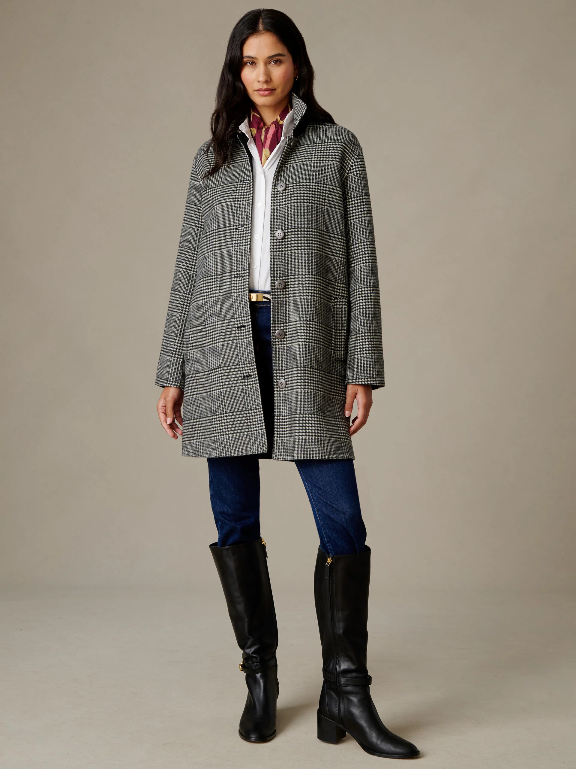 Black/White Frade Reversible Wool Coat | Women's Jackets & Outerwea... | J.McLaughlin