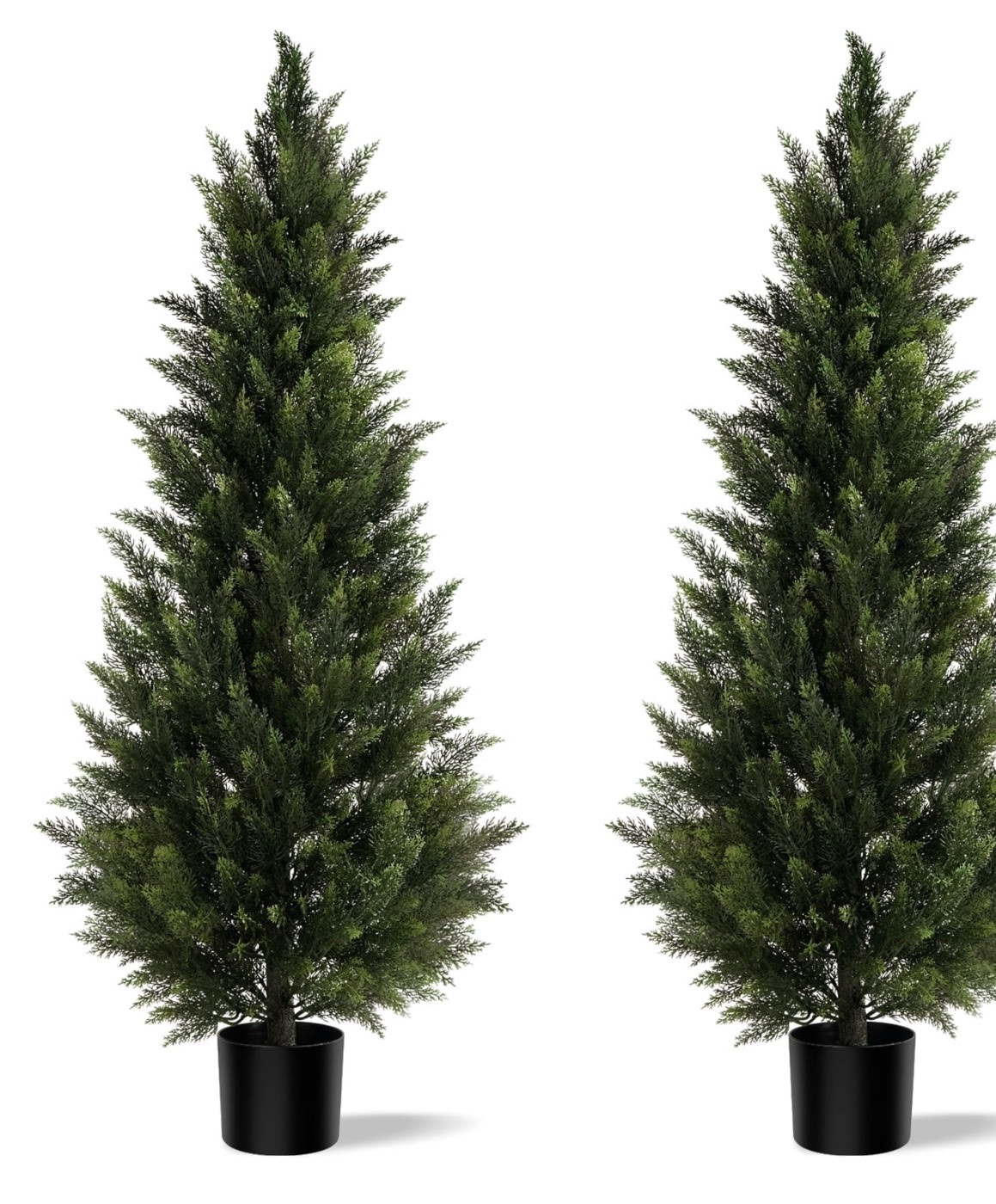 Faux cedar trees great for the front porch or patio styling, can be mixed around the home in the corners to fill an empty space. 