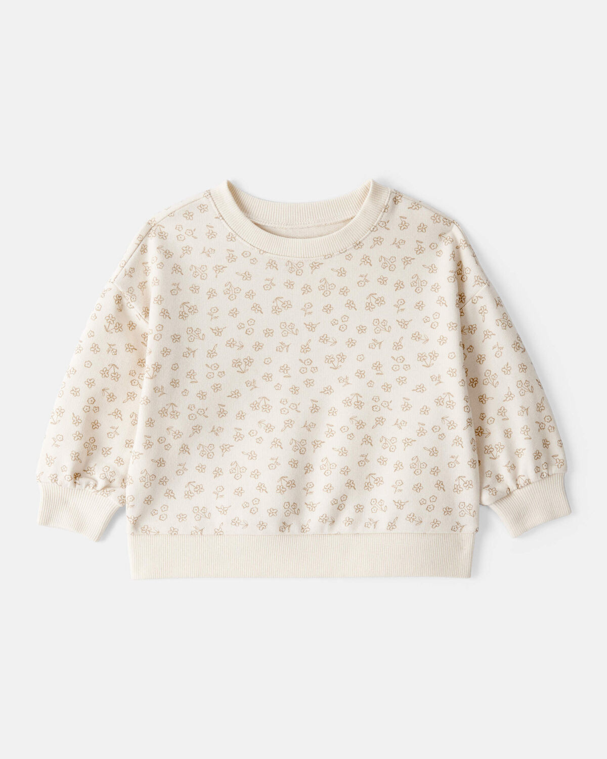 Baby Girl Floral Print French Terry Long-Sleeve Pullover Sweatshirt - Ivory | Carter's Inc