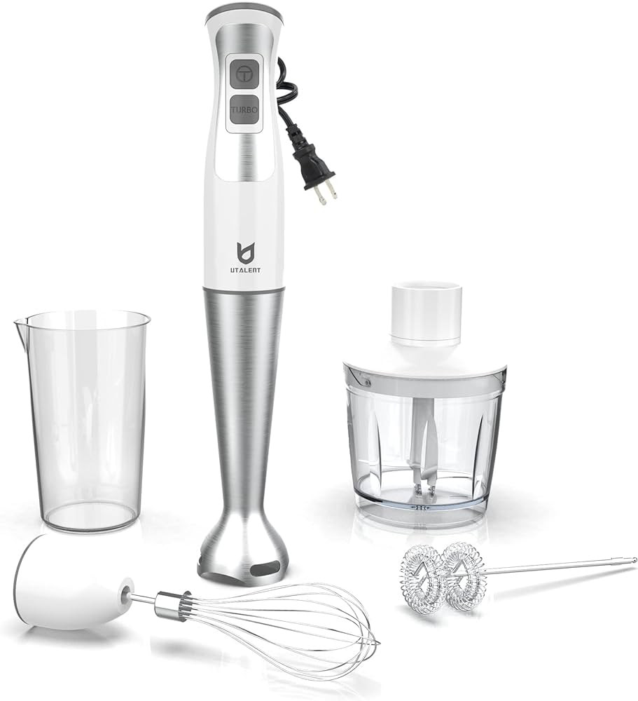 Immersion Hand Blender, UTALENT 5-in-1 8-Speed Stick Blender with 500ml Food Grinder, BPA-Free, 6... | Amazon (US)