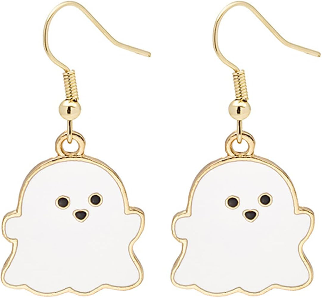 MALOYANVE Halloween Dangle Earrings for Women Men Stainless Steel Witch Hat Ghost Rabbit Cat Skel... | Amazon (US)