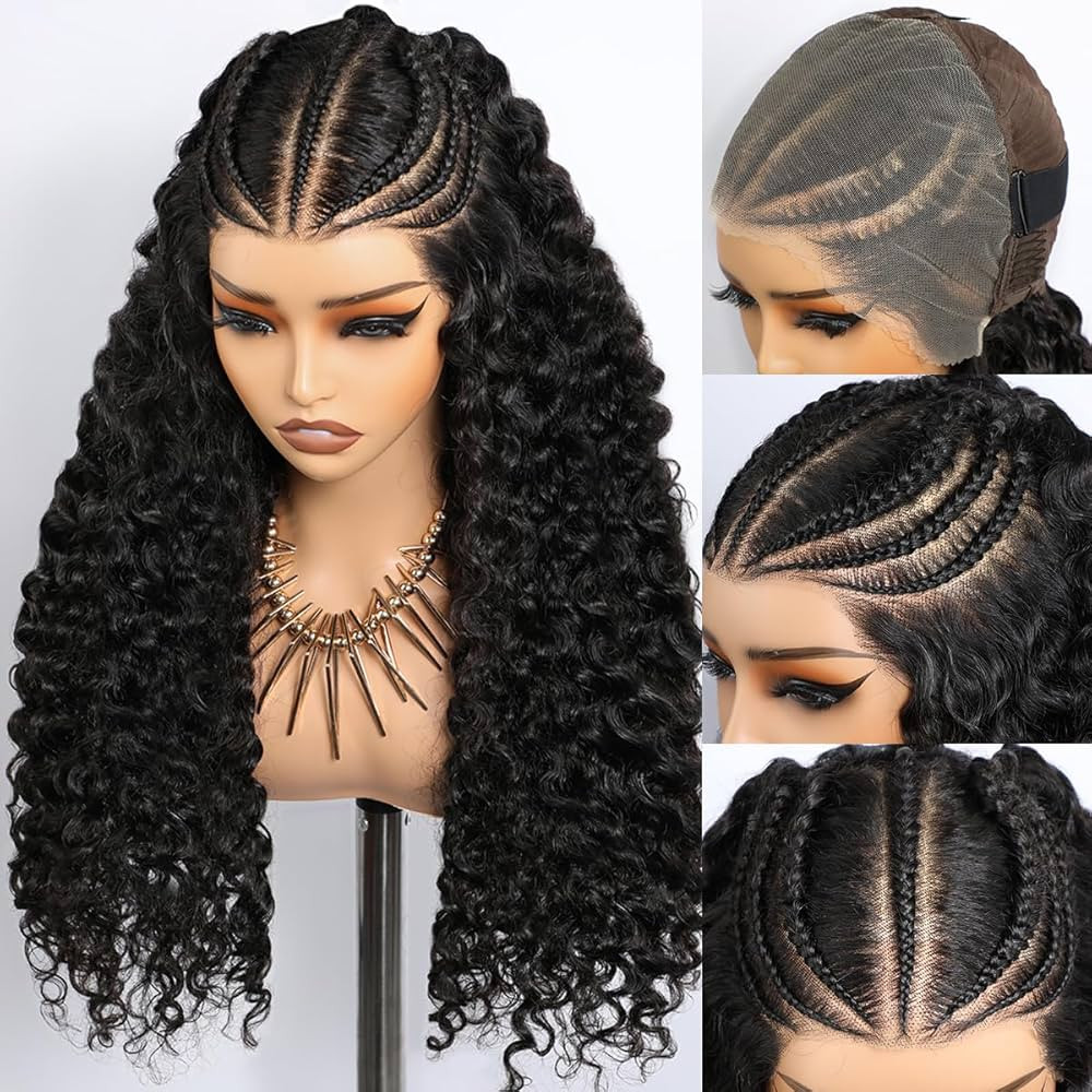 Lemo beauty Pre braided Wig Human Hair Full 13x6 Water Wave Hd Lace Frontal Wig Pre Plucked Pre B... | Amazon (US)