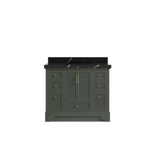 Willow Collections Alys 42 in. W x 22 in. D x 36 in. H Single Sink Bath Vanity in Pewter Green wi... | The Home Depot