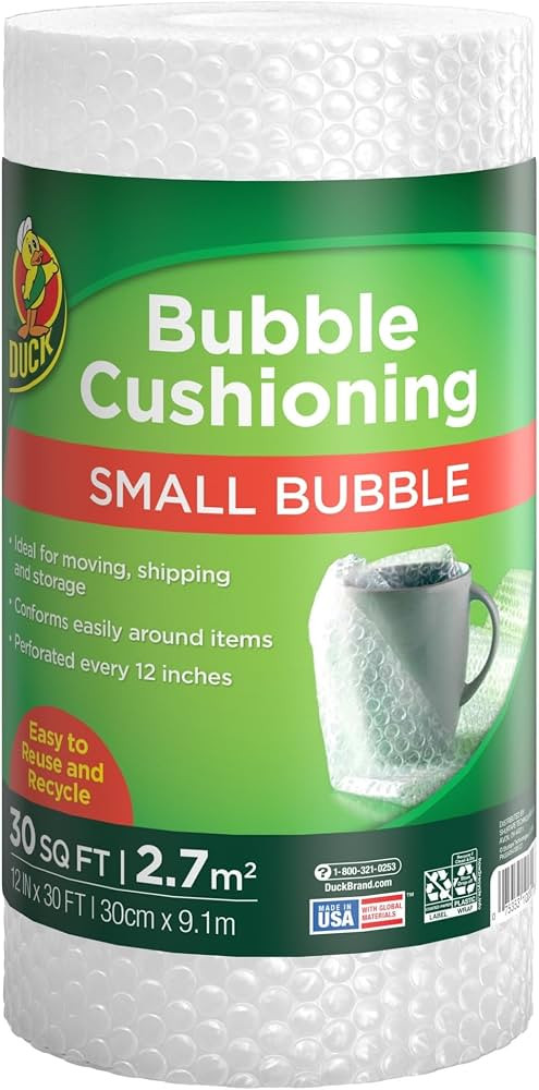 Duck Brand Small Bubble Cushioning Wrap for Moving & Shipping - 30 FT Bubble Packing Wrap for Ext... | Amazon (US)