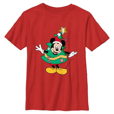 Boys Mickey & Friends Wearing a Tree Costume T Shirt - Red - X Large | Target