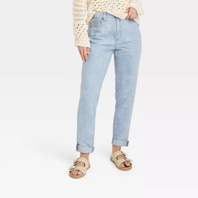 Women's Mid-Rise Boyfriend Jeans - Universal Thread™ Light Wash Floral | Target