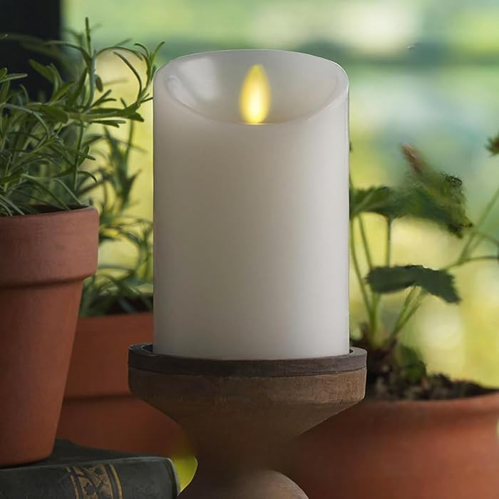 Luminara - Flameless LED Battery Operated Flickering Pillar Candles - White - Pack of 1-3x4.5 - Realistic Moving Flame Real Wax Indoor/Outdoor Decor | Amazon (US)