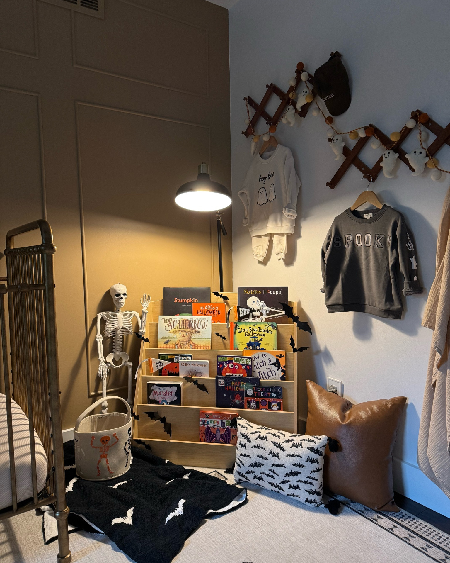 Our sweet boys Halloween corner! Sharing his bookshelf we got off of Amazon, he wanted one like his sisters! Since we’re swapping to a toddler big boy room, we wanted a little reading corner. Love how it looks so far!! He loves being able to grab his books whenever! 🥰

Toddler corner, bookshelf, Montessori bookshelves, bats, amazon Halloween, skeleton, Halloween decor, spooky szn 

#LTKKids #LTKHome #LTKHalloween