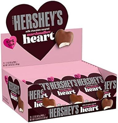 Hershey's Valentine's Day Chocolate Covered Marshmallow Hearts (24 Count of 2.2 Oz Bars), 52.8 Oz | Amazon (US)