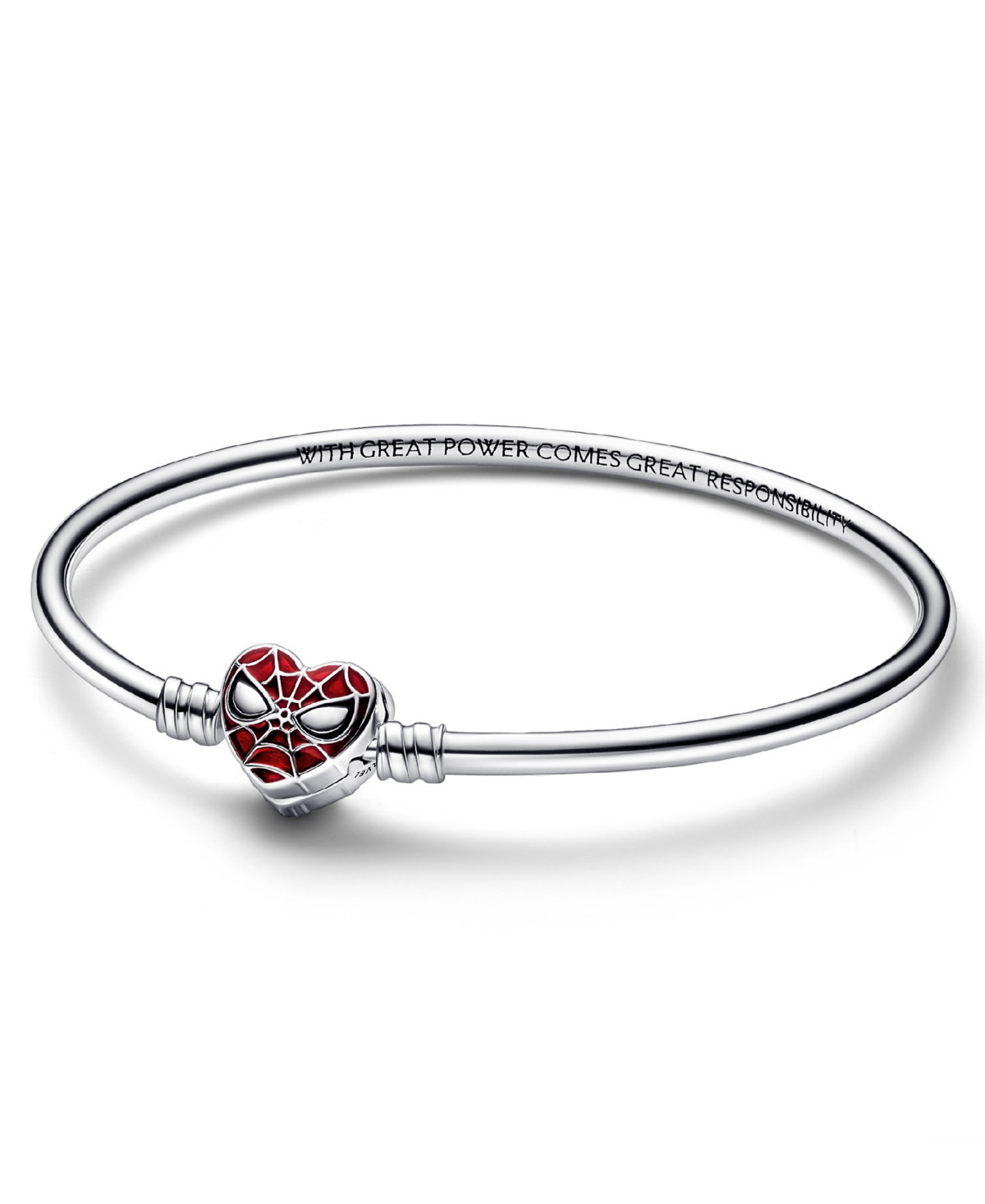 Pandora Moments Sterling Silver Marvel Spider-Man Mask Clasp Bangle Bracelet - Silver | Macy's