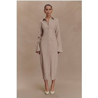 Dorian Fitted Shirt Midi Dress / Wheat Marle | MESHKI | XXS | MESHKI US